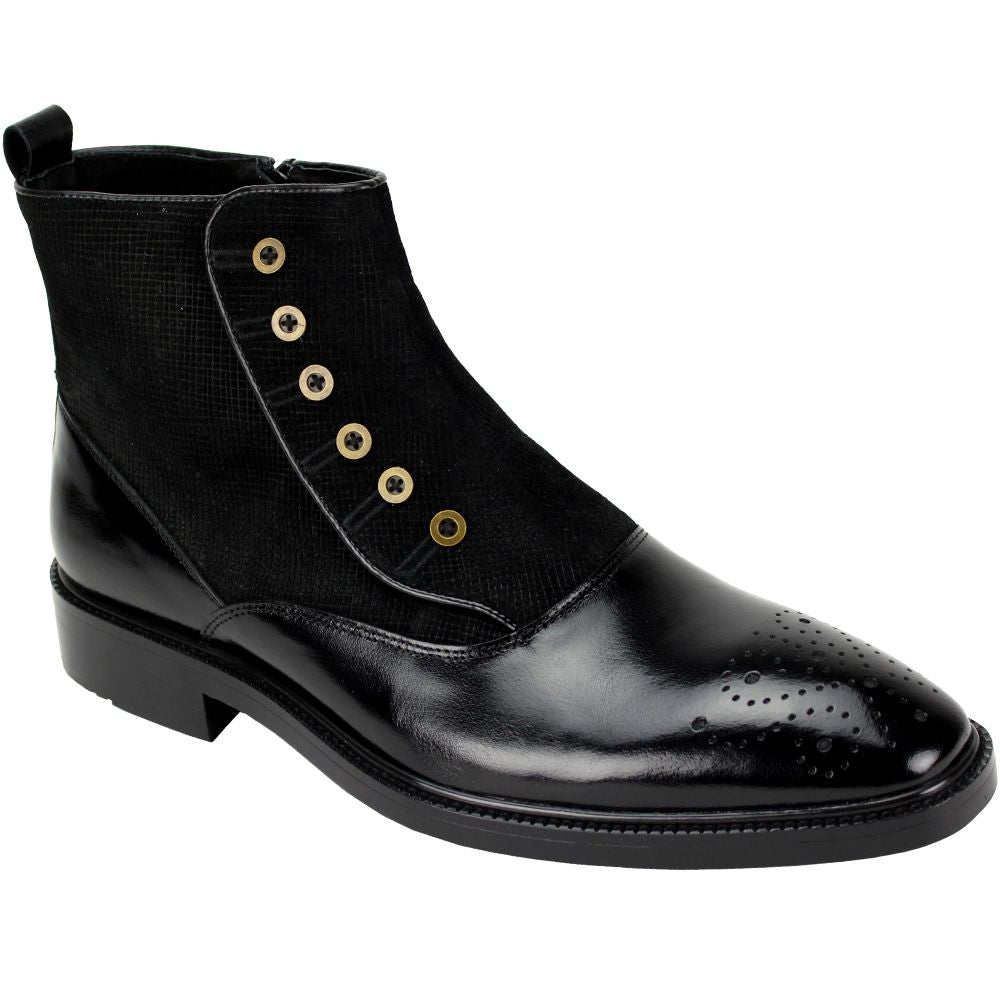 Giovanni Kendrick Leather Button Up Dress Boot in Black